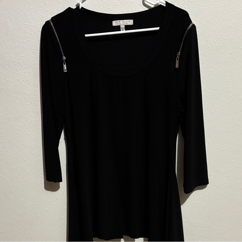 Chaus Black Tunic with Zipper Accents